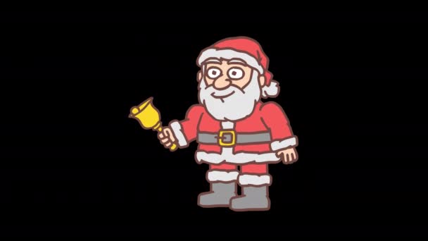 Funny Character Santa Claus Knocks Bell Says Frame Frame Animation — Stock Video