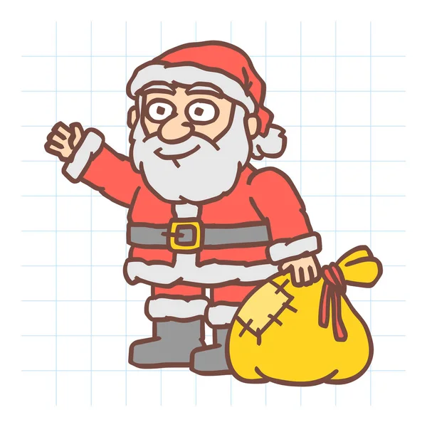 Santa Claus Agita Mano Sonríe Carácter Vectorial Ilustración Vectorial — Vector de stock