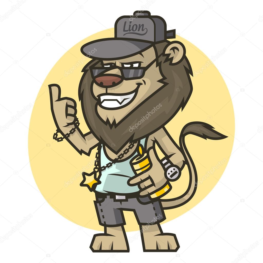 Stylish lion showing thumbs up