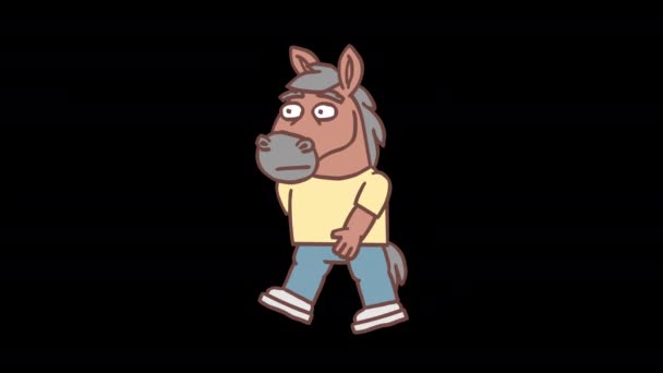 Caráter Cavalo Anda Animação Quadro Quadro Canal Alfa Animação Loop — Vídeo de Stock