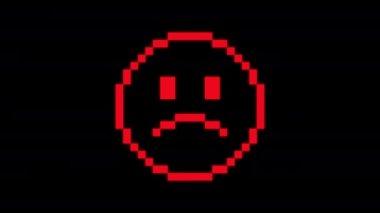 Piksel Sanat Üzüntüsü Duygu Simgesi. Alfa kanalı. Döngülü canlandırma