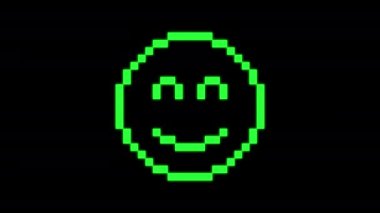 Piksel Sanat Mutluluk Duygu Simgesi. Alfa kanalı. Döngülü canlandırma