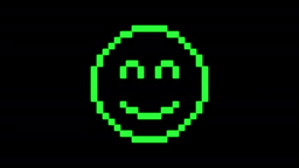 Pixel Kunst Geluk Emotie Icoon Alfa Kanaal Loopanimatie — Stockvideo