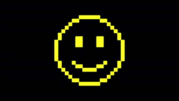 Pixel Art Smile Icono Emoción Canal Alfa Animación Bucle — Vídeo de stock