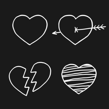 Karalama kalp çizer. El çizimi. Vektör İllüstrasyonu