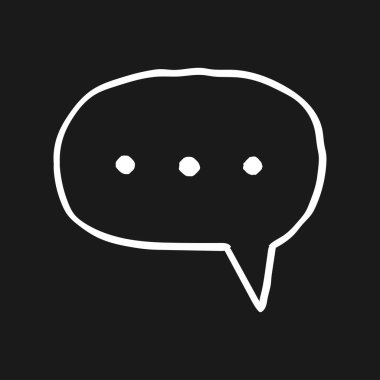 Bulut sohbet balonu ikonu. Beyaz siyah çizim. Vektör İllüstrasyonu