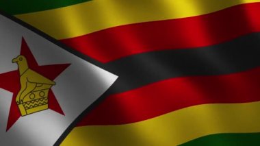 Zimbabwe bayrağı dalgalanıyor. Soyut arkaplan. Döngü animasyonu. Hareket grafikleri