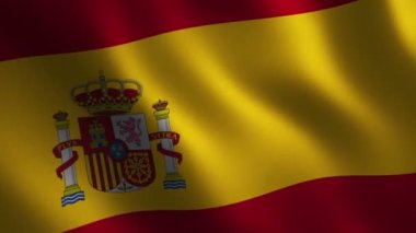 İspanya bayrağı sallanıyor. Soyut arkaplan. Döngü animasyonu. Hareket grafikleri