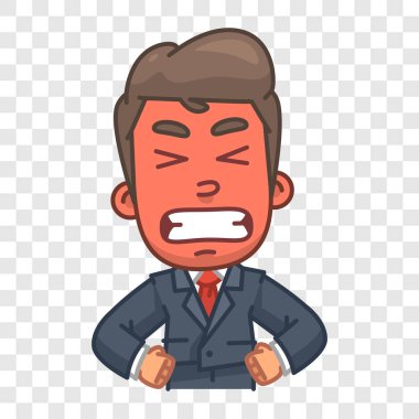 İş adamı kızgın ve utangaç. Komik bir tip. Vektör karakteri