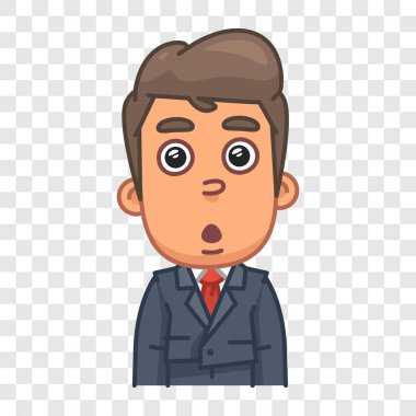 Takım elbiseli iş adamı şaşırdı. Komik bir tip. Vektör karakteri