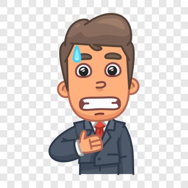 İş adamı çok endişeli. Komik bir tip. Vektör karakteri