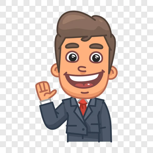 Businessman Laughs Waves His Hand Funny Character Vector Character — Stock Vector