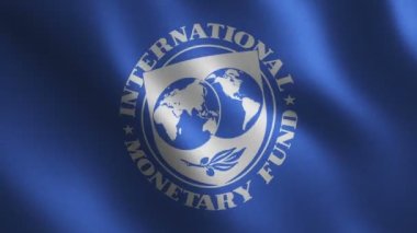 International Monetary Fund flag waving. Abstract background. Loop animation. Motion graphics