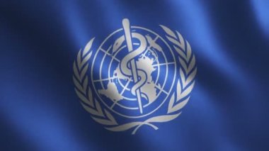 World Health Organization flag waving. Abstract background. Loop animation. Motion graphics
