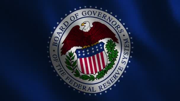 Bandeira Sistema Reserva Federal Dos Estados Unidos Acenando Fundo Abstrato — Vídeo de Stock
