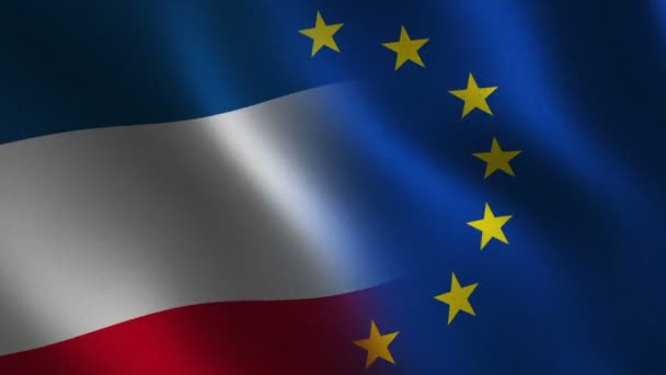 Serbien Och Europeiska Unionens Flagga Vinkar Abstrakt Bakgrund Loop Animation — Stockvideo