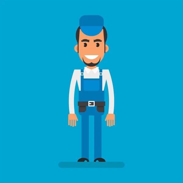 Repairman Standing Smiling Flat People Vector Illustration — Stock vektor