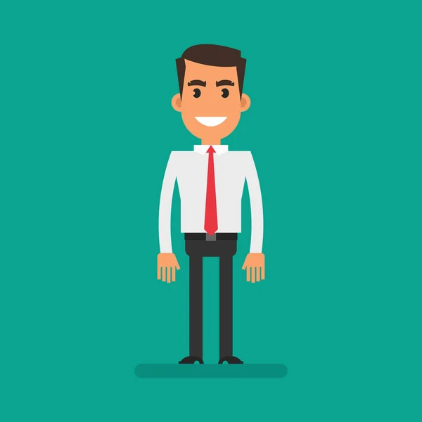 Businessman Shirt Standing Smiling Flat People Vector Illustration — ストックベクタ