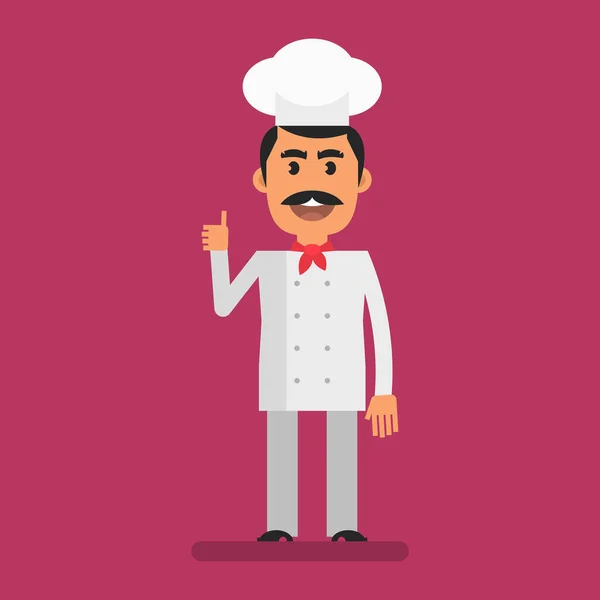 Chef Showing Thumbs Smiling Flat People Vector Illustration — ストックベクタ