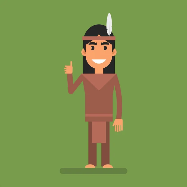 Indian Showing Thumbs Smiling Flat People Vector Illustration — Wektor stockowy