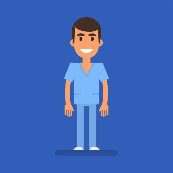 Nurse Man Stand Smiling Flat People Vector Illustration — Stock Vector