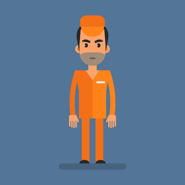 Κρατούμενος Πορτοκαλί Ρούχα Επίπεδοι Άνθρωποι Εικονογράφηση Διανύσματος — Διανυσματικό Αρχείο