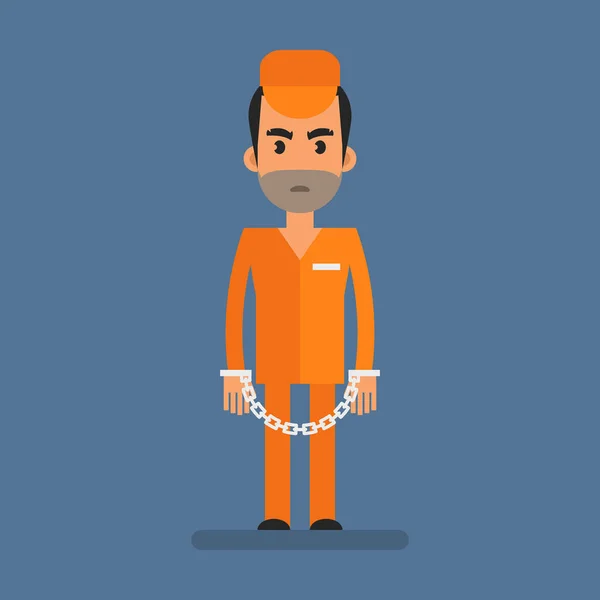 Prisoner Stands Handcuffed Flat People Vector Illustration — Stok Vektör