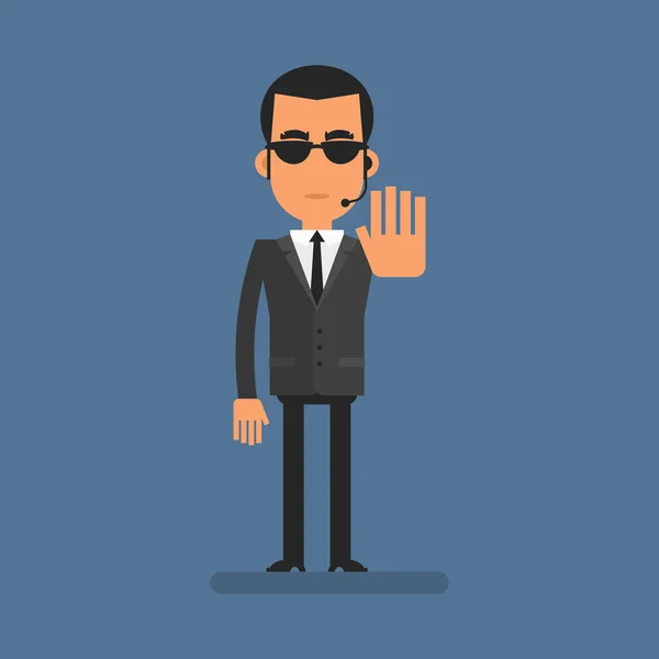 Special Agent Shows Stop Hand Gesture Flat People Vector Illustration — Stockvektor