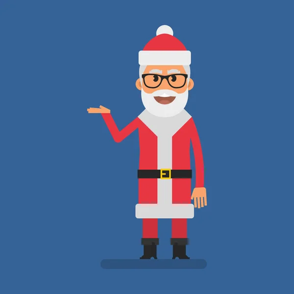 Santa Pointing Hand Flat People Vector Illustration — ストックベクタ