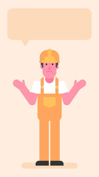 Constructor Extiende Sus Brazos Lado Gente Plana Ilustración Vectorial — Vector de stock