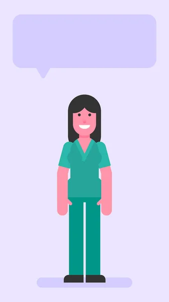 Nurse Woman Standing Smiling Flat People Vector Illustration — Stock Vector