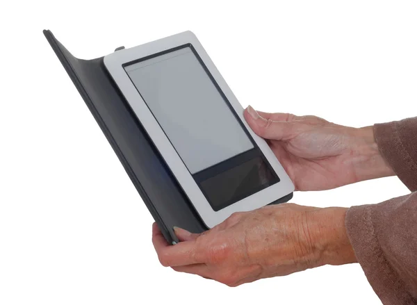 E-reader trzymając się za ręce. — Zdjęcie stockowe