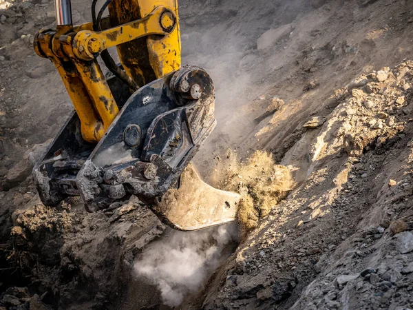 Acessório Escavadeira Rasgando Solos Congelados Canteiro Obras Imagem De Stock