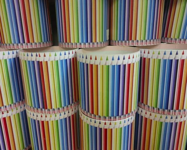 Cajas Cartón Decorativas Con Imagen Lápices Colores —  Fotos de Stock