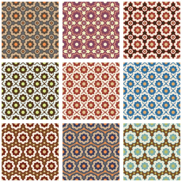Conjunto de patrones retro sin costuras — Archivo Imágenes Vectoriales