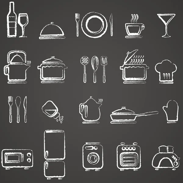 Vector kitchen icons set — Stock Vector