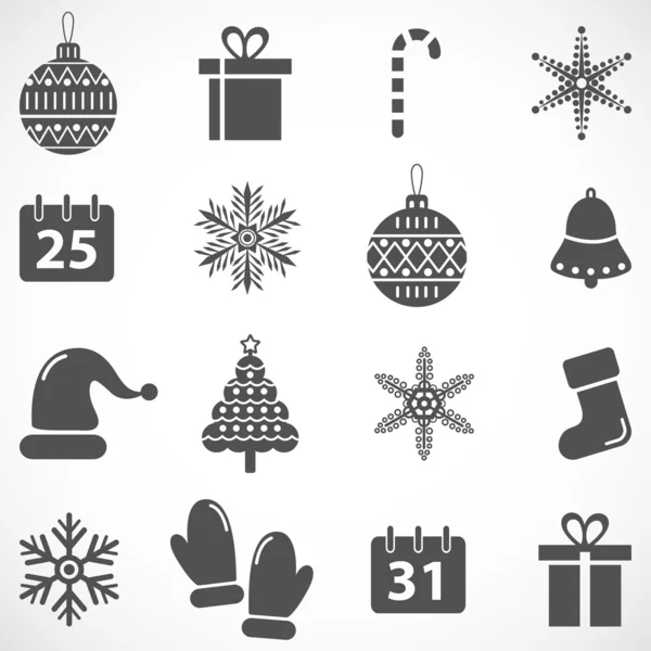 Natal e Ano Novo conjunto de ícones vetoriais —  Vetores de Stock
