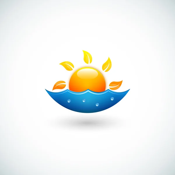 Ilustración de mar y sol — Vector de stock