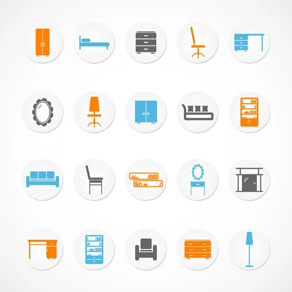 Pegatinas de muebles iconos — Vector de stock