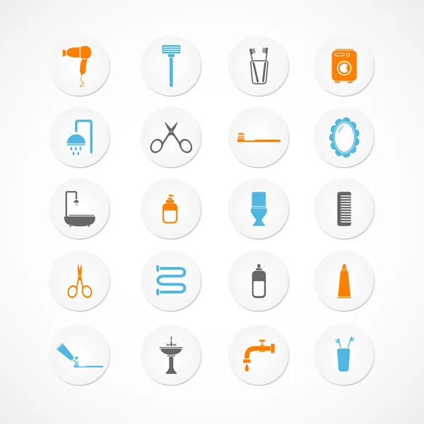 Icônes de salle de bains et toilettes — Image vectorielle