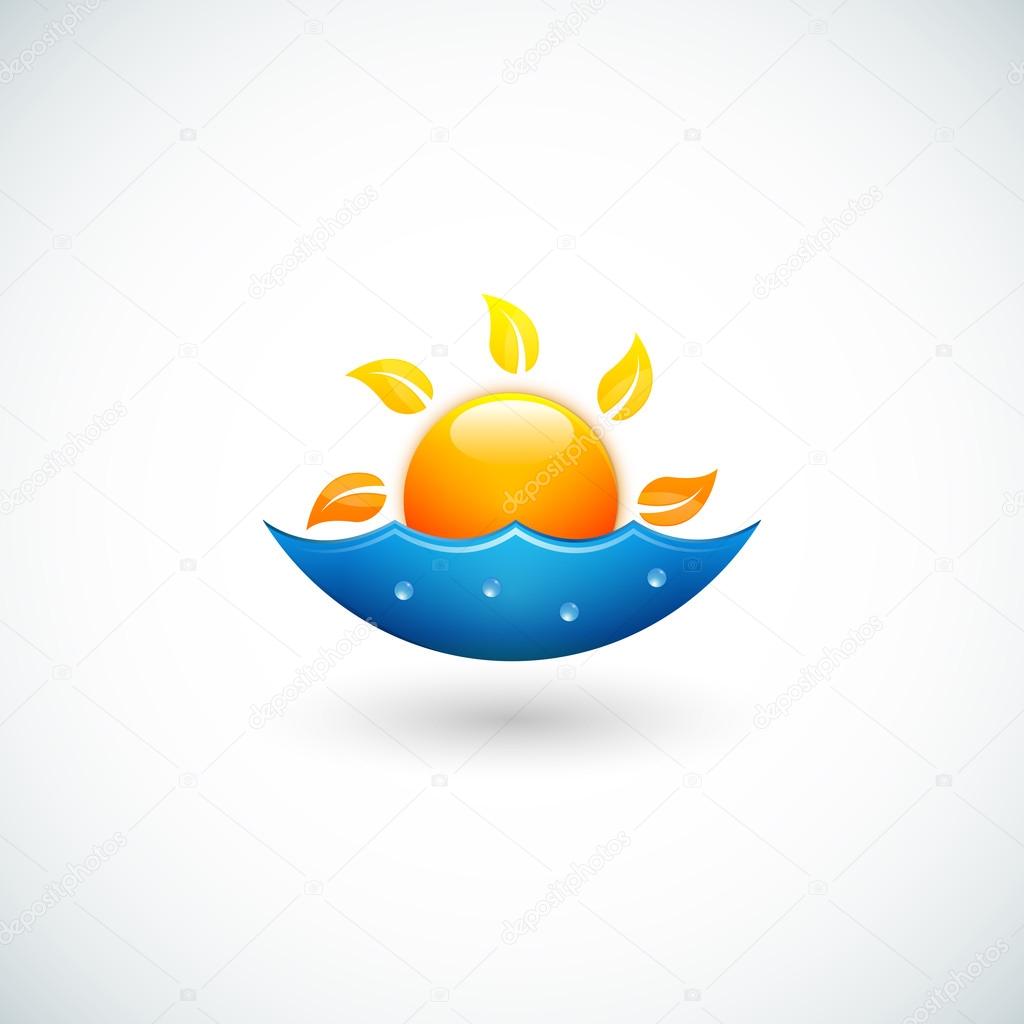 Illustration of sea and sun