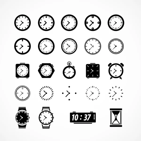 Zegary ikony. Ilustracja wektorowa — Wektor stockowy