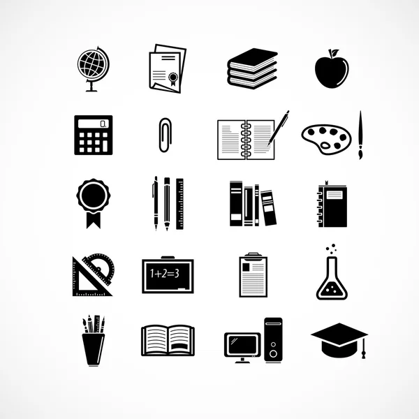 Onderwijs en school pictogrammen Rechtenvrije Stockillustraties