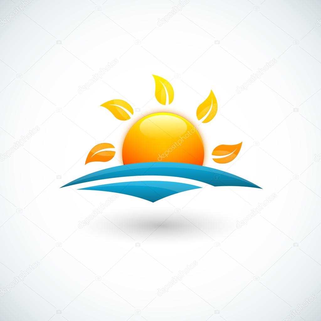 Illustration of sea and sun