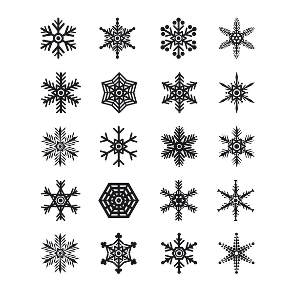 Sněhové vločky ikony — Stockový vektor