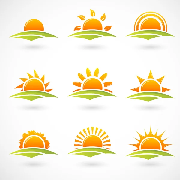 Iconos de puesta de sol Vector de stock