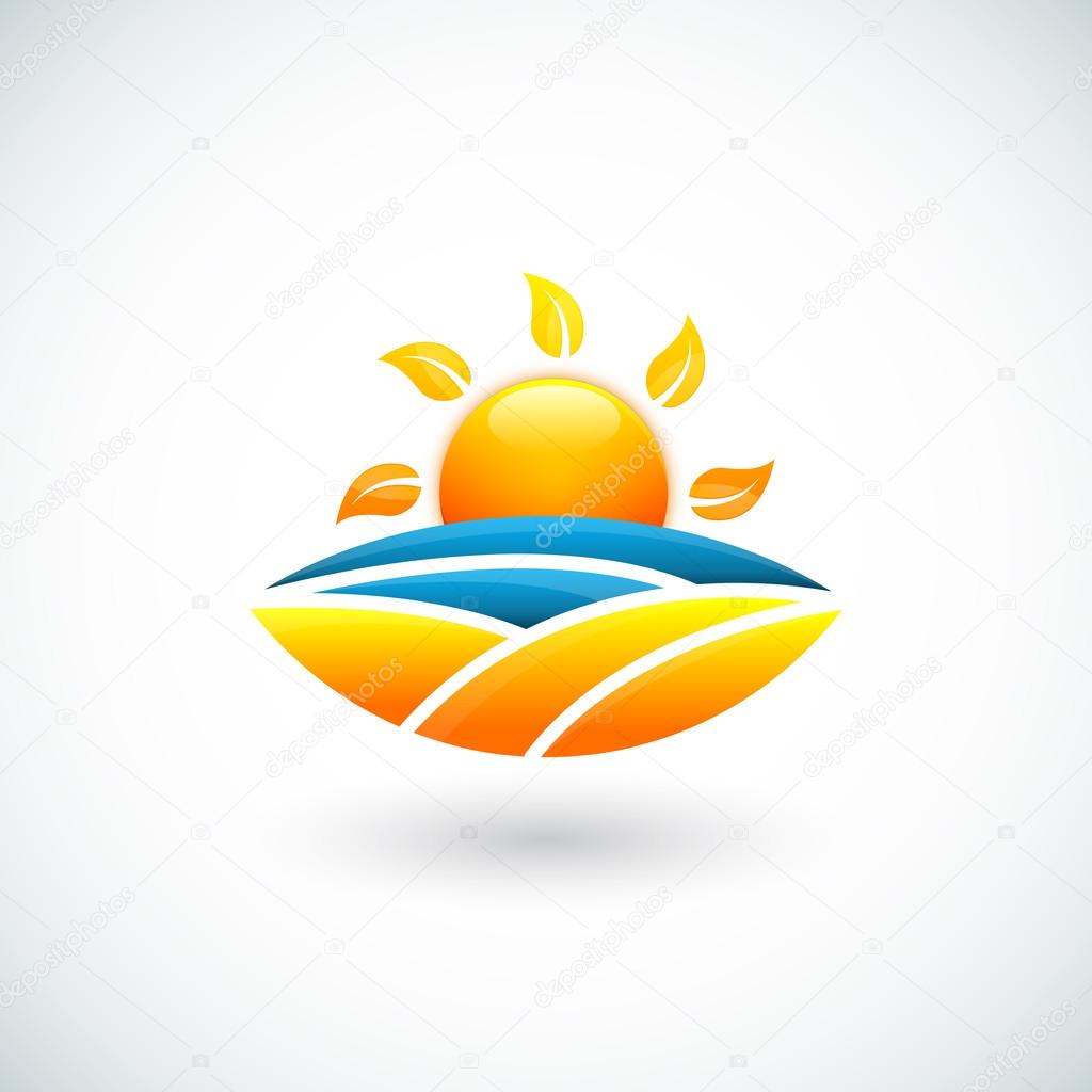 Illustration of sun, sea and beach