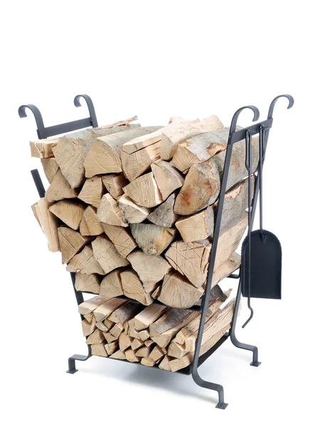 Kovový stojan dřevo — Stock fotografie