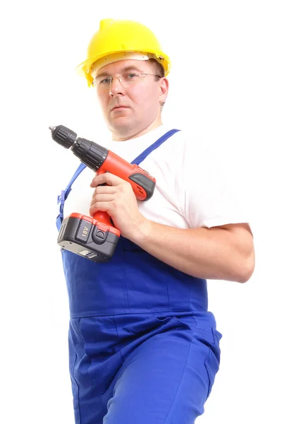 Builder with driller — Stock Photo, Image