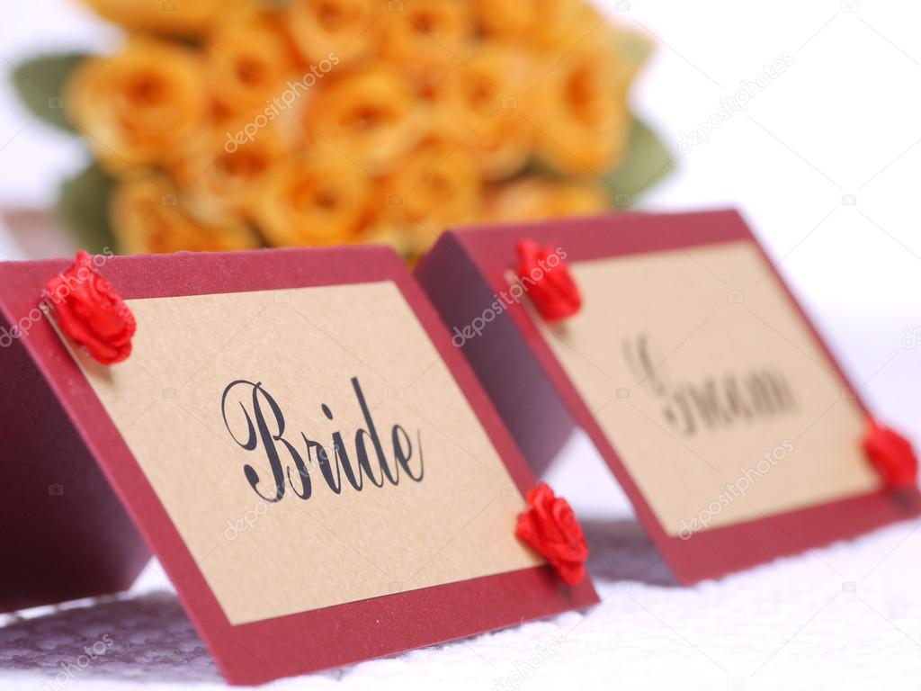 Bride and groom namecards